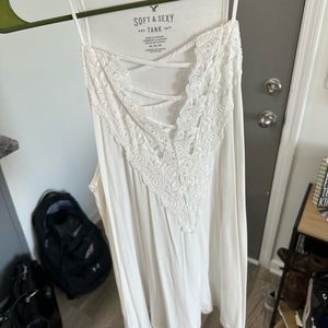 American eagle white tank with lace detail